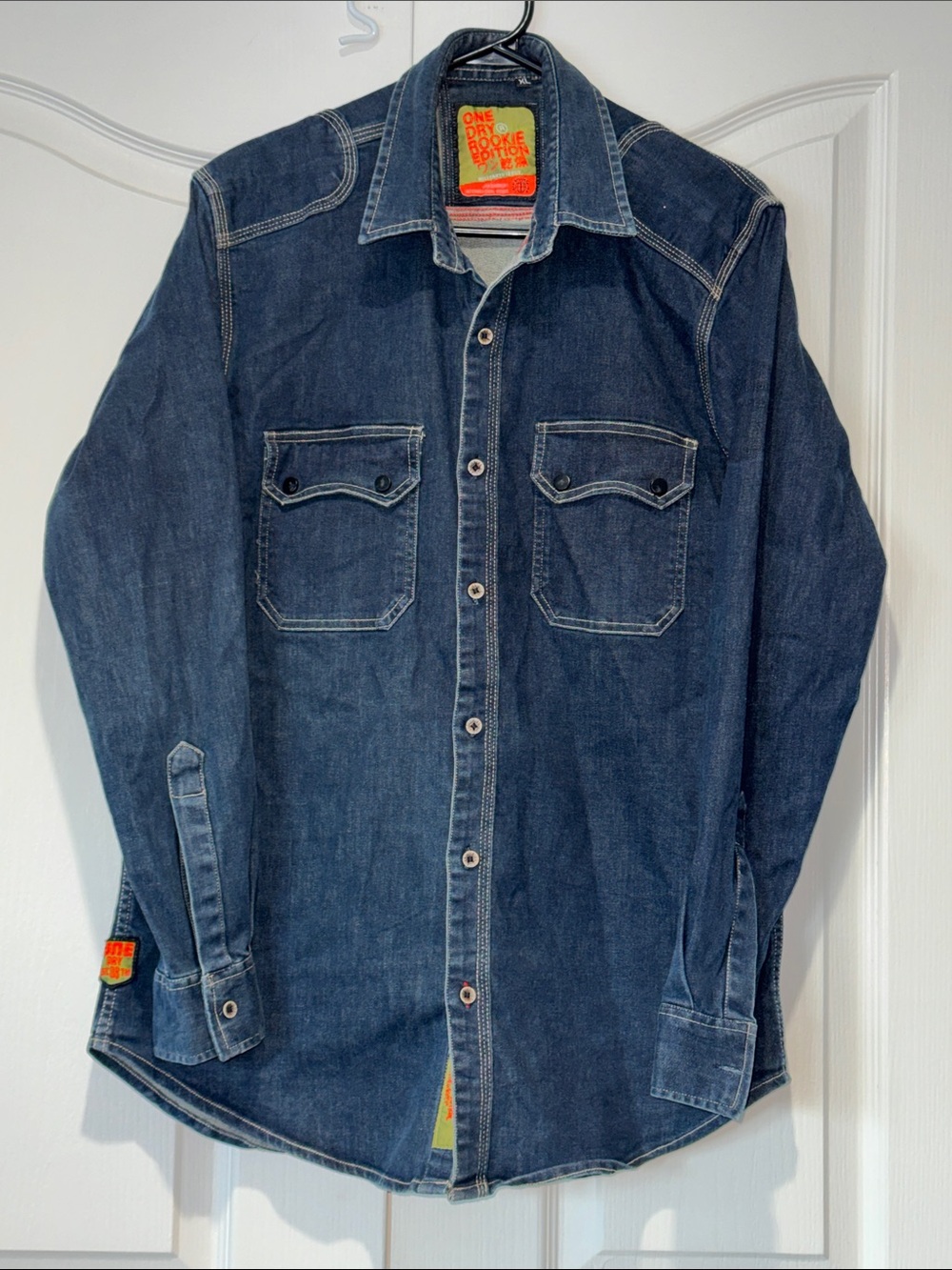 ONE DRY Dark Blue Denim Shirt Jacket - Lightweight / stretch